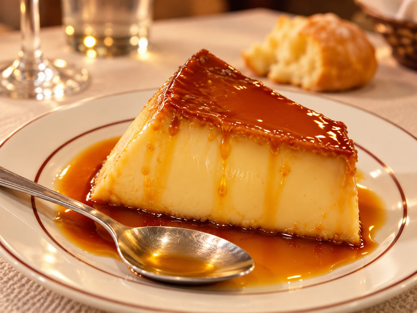 Visuel d'ambiance d'un dessert portugais au caramel inspiré d'une photo réelle du PI-REX